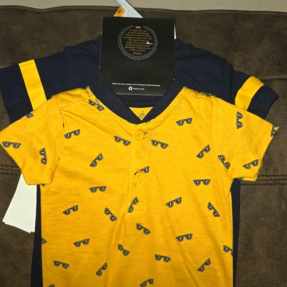 2 Piece Lee Button Up Romper Set in Blue & Yellow Size 12M ~ NWT - Picture 5 of 7